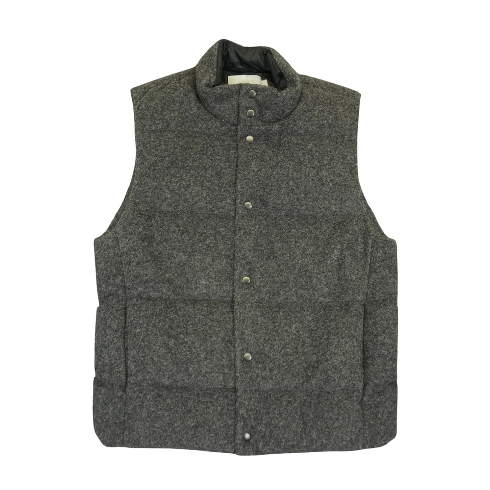 Vince Puffer Vest Men M Gray Wool Blend Down Filled Snap Front